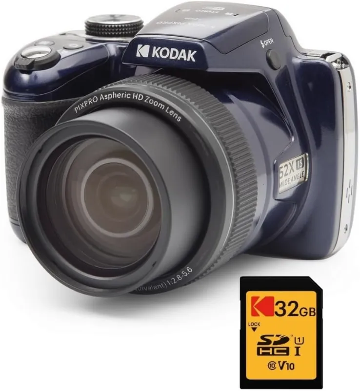 KODAK Pixpro AZ528 + Tarjeta de Memoria SD de 32 GB – Cámara 16 MP, Zoom 52X, Full HD, 85MB/s Lectura, 25MB/s Escritura