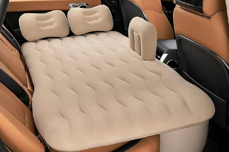 Colchón Hinchable para Coche con Barra Lateral y 2 Almohadas - Ideal Asiento Trasero