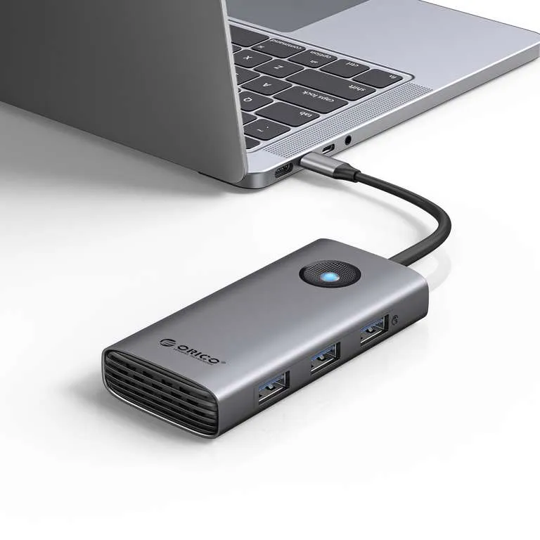 ORICO Docking Station 6 en 1 USB-C: HDMI 4K, PD 100W y 4x USB 3.0