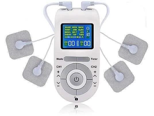 Electroestimulador EMS portátil IDERMIA MHD-12DCK1. 12 modos para abdomen, brazos, espalda y piernas. Blanco.