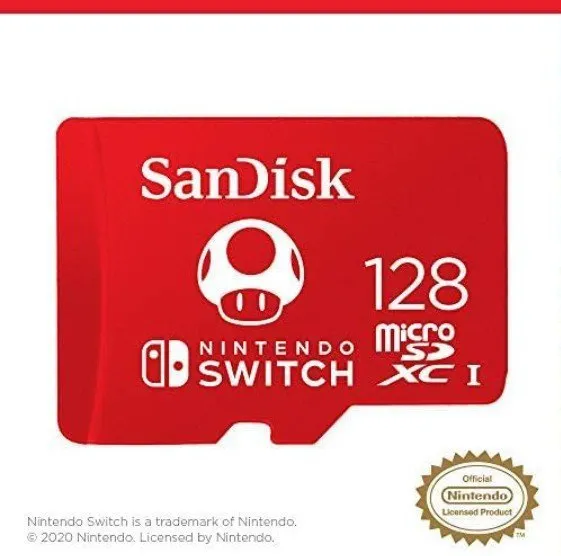 Tarjeta microSD 128GB Super Mario Mushroom para Nintendo Switch (Licencia Oficial)