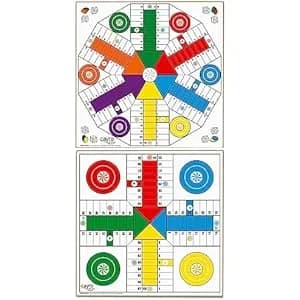 Tablero de Parchís Cayro de Madera Reversible - 40x40 cm para 4-6 Jugadores