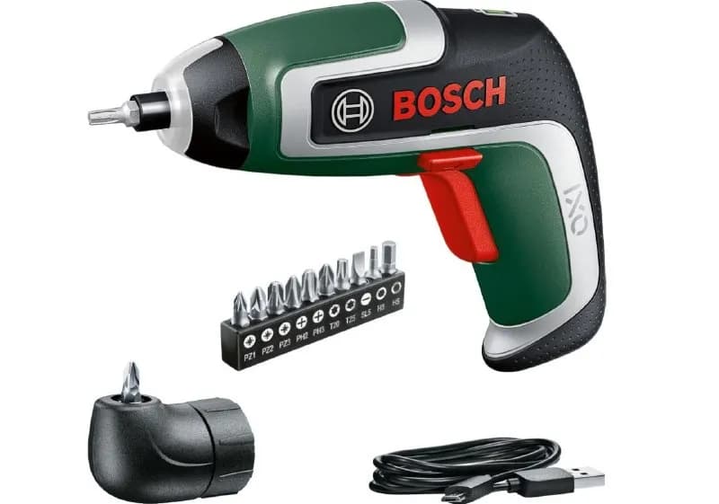Bosch IXO Set 7ª Gen. Atornillador a Batería Compacto 3.6V, 2.0Ah, 5.5Nm con Adaptador Ángulo