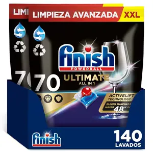 Pack 2x Finish Powerball Ultimate: 140 Cápsulas para Lavavajillas