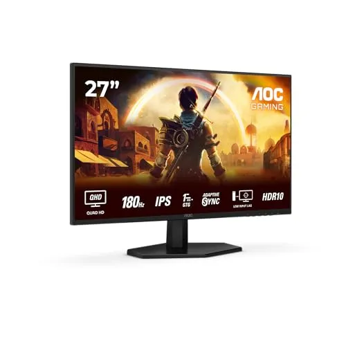 Monitor Gaming AOC Q27G42XE 27" QHD, 180Hz, Fast IPS 0.5ms, HDR10, Adaptive/G-Sync, Altavoces, HDMI 2.0, DP 1.4