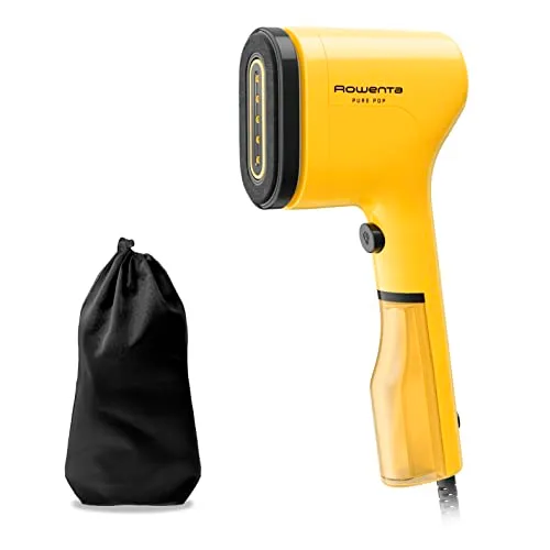 Rowenta Pure Pop DR2026 - Cepillo de vapor de 1300W con 20g/min, plancha, purifica y elimina pelusas, diseño viaje amarillo.