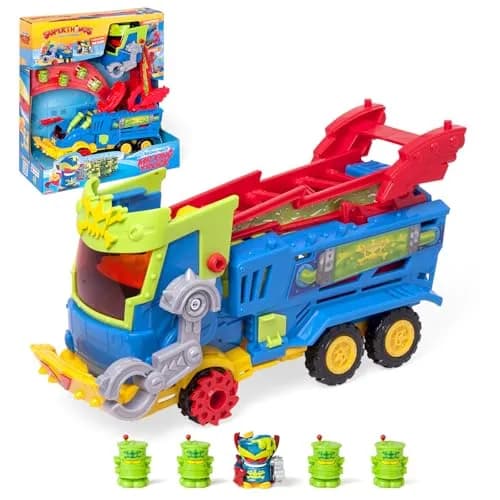 SUPERTHINGS KAZOOM Power: Mr. King Truck con figura exclusiva, 4 Robotoxics y lanzador