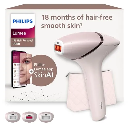 Philips Lumea serie 9900: Depiladora IPL con SenseIQ y SkinAI, 3 accesorios, uso con/sin cable (BRI953/02)