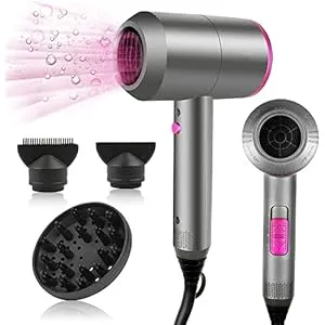 Secador de Pelo Iónico 1500W con Difusor y Control de Temperatura