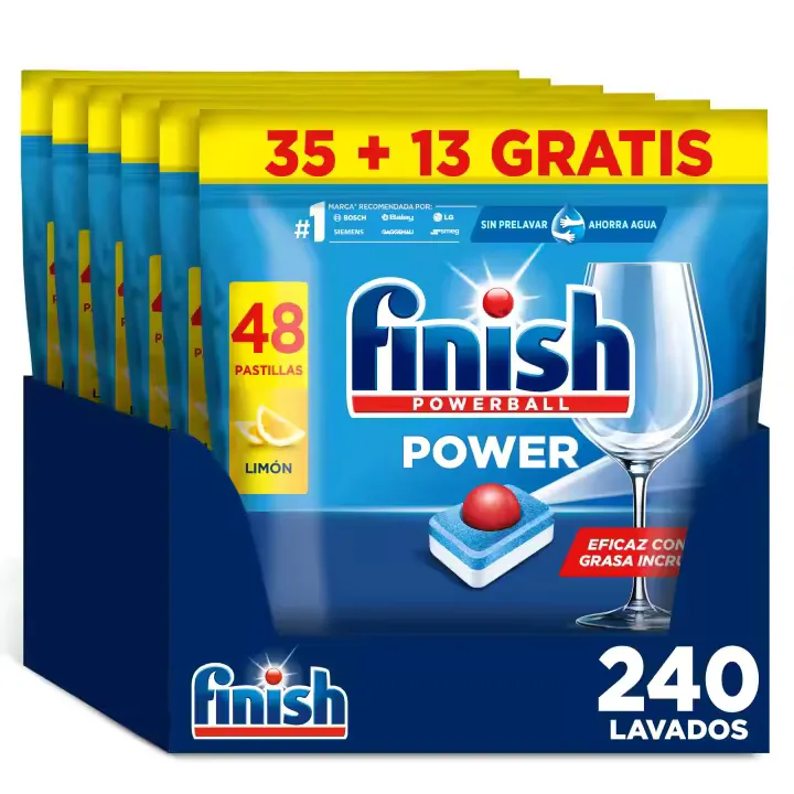 Finish Powerball All in 1 Pastillas Lavavajillas Limón, Pack 240 Unidades