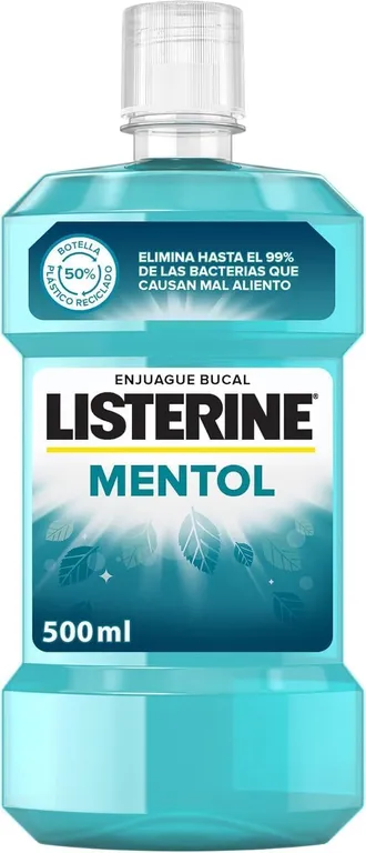Listerine Mentol Enjuague Bucal con Flúor - Pack 2 x 500 ml