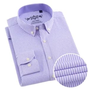 Camisa Oxford de rayas para hombre de manga larga