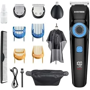 Kit Aseo Barberboss 3 en 1: Cortapelos, Recortadora Barba y Nariz