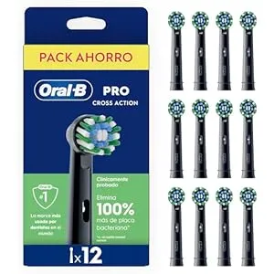 Pack 12x Cabezales Cepillo Eléctrico Oral-B CrossAction Negros