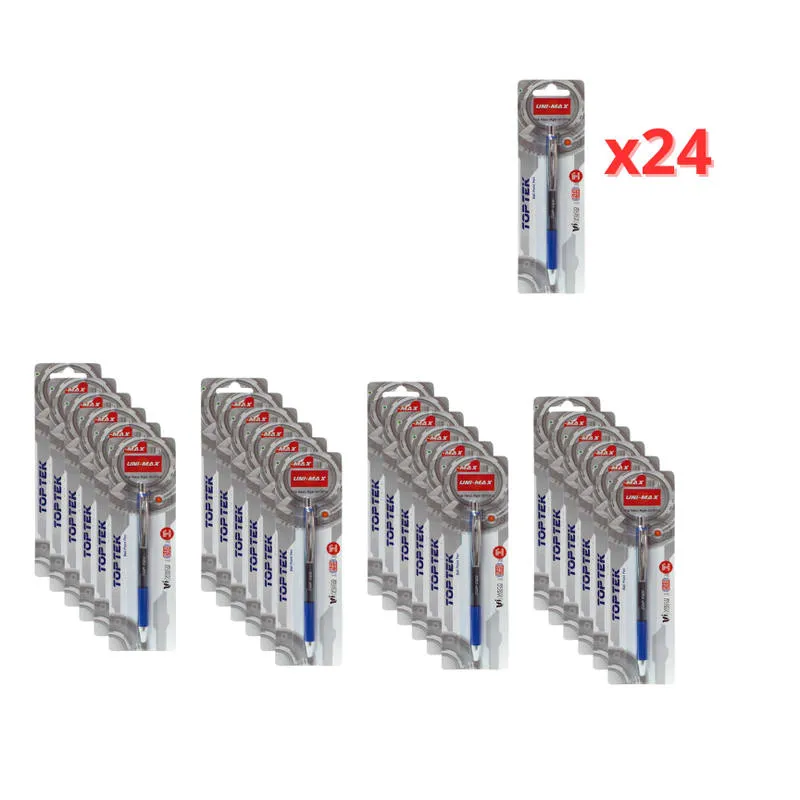Pack 24 Bolígrafos TOP TEK Azul: Tinta Viscosa Fluida Plus Office