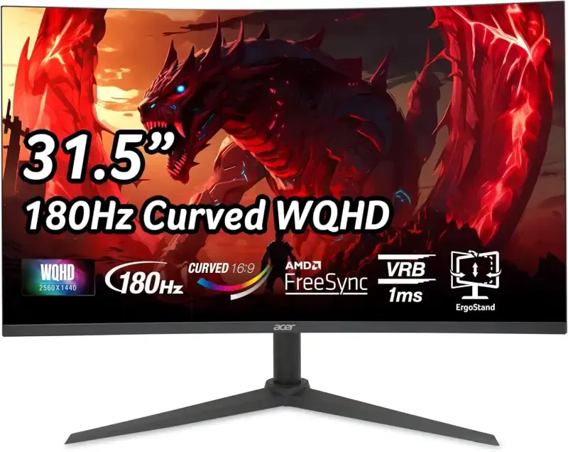 Monitor gaming curvo Acer Nitro 31.5" WQHD 180Hz
