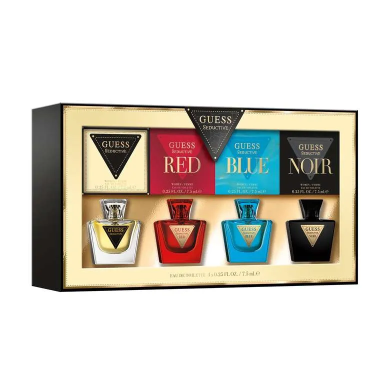 GUESS Set 4 Mini Perfumes Mujer: Seductive, Red, Blue, Noir