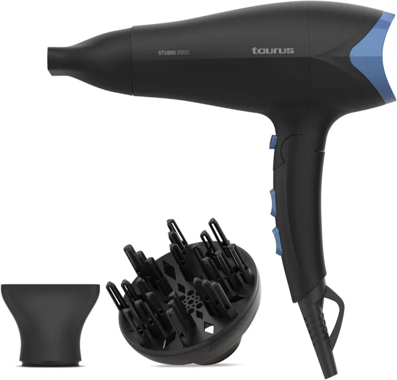 Secador de pelo Taurus Studio 2500: 2400W, iónico, concentrador y difusor