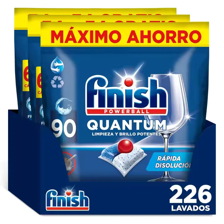 Finish Powerball Quantum: 226 Pastillas para Lavavajillas con Limpieza Potente y Brillo
