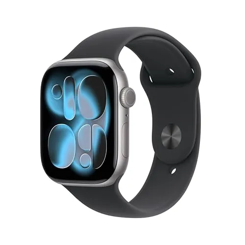 Apple Watch Series 9 GPS 46mm Gris Espacial, Correa Negra S/M