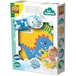 SES Creative Libro Baño Dinos Agua: 8 páginas impermeables con imágenes que aparecen al mojarlas