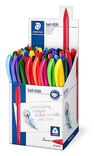 STAEDTLER Bolígrafo Triangular, Pack 50 Colores Surtidos con Expositor