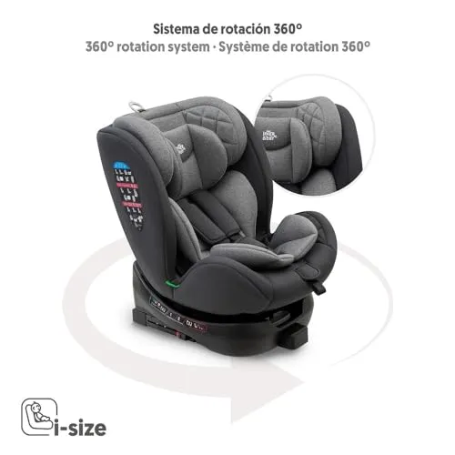 Silla Coche Bebé Interbaby ISOFIX Giratoria 360º 40-150 cm Grupo 0-3 Gris
