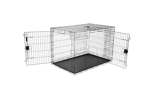 Amazon Basics Jaula para perro metálica plegable con bandeja, 122x76x83 cm, negro