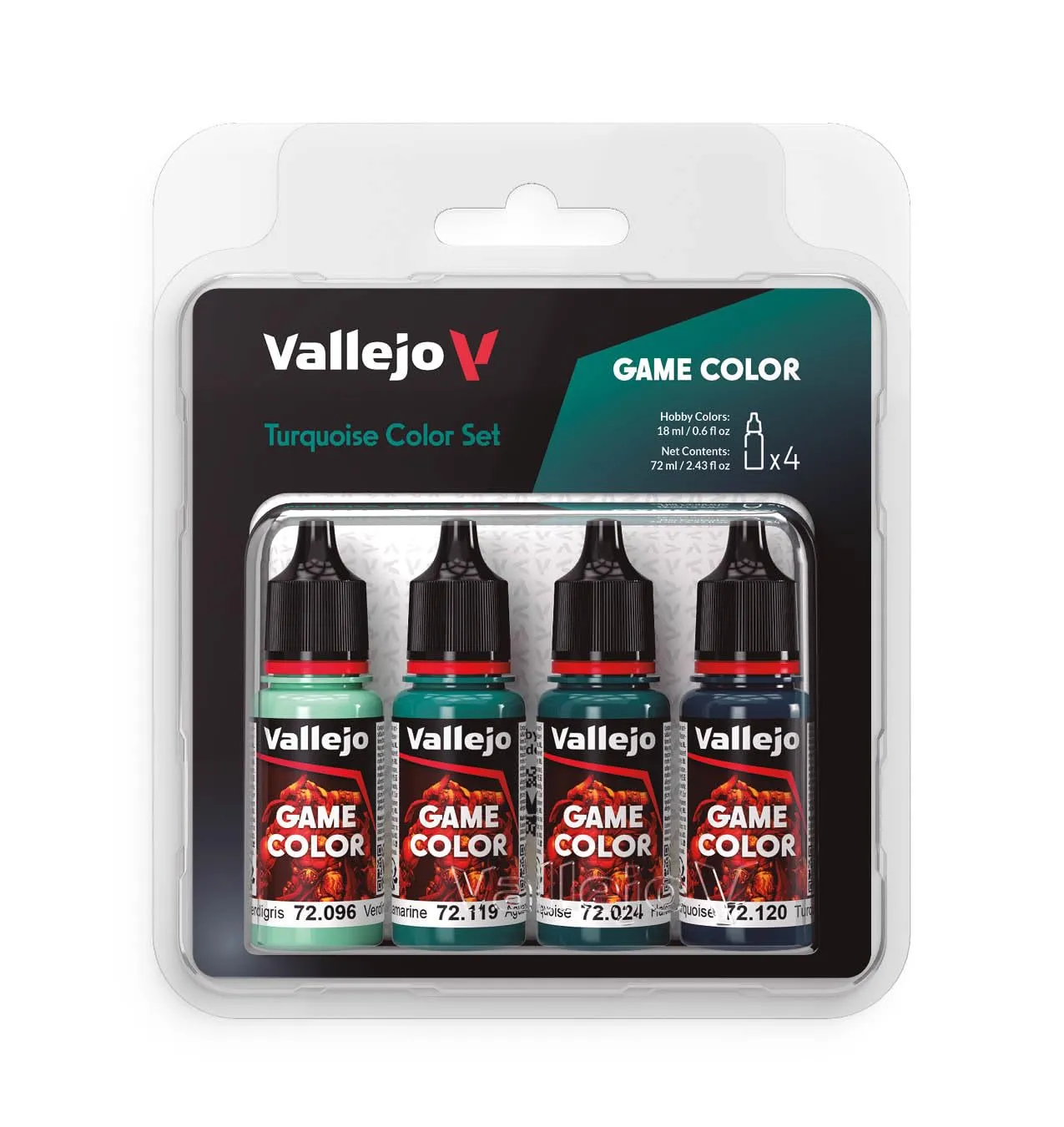 Vallejo Game Color Set Turquesa: 4 Pinturas Acrílicas Mate 18ml para Figuras