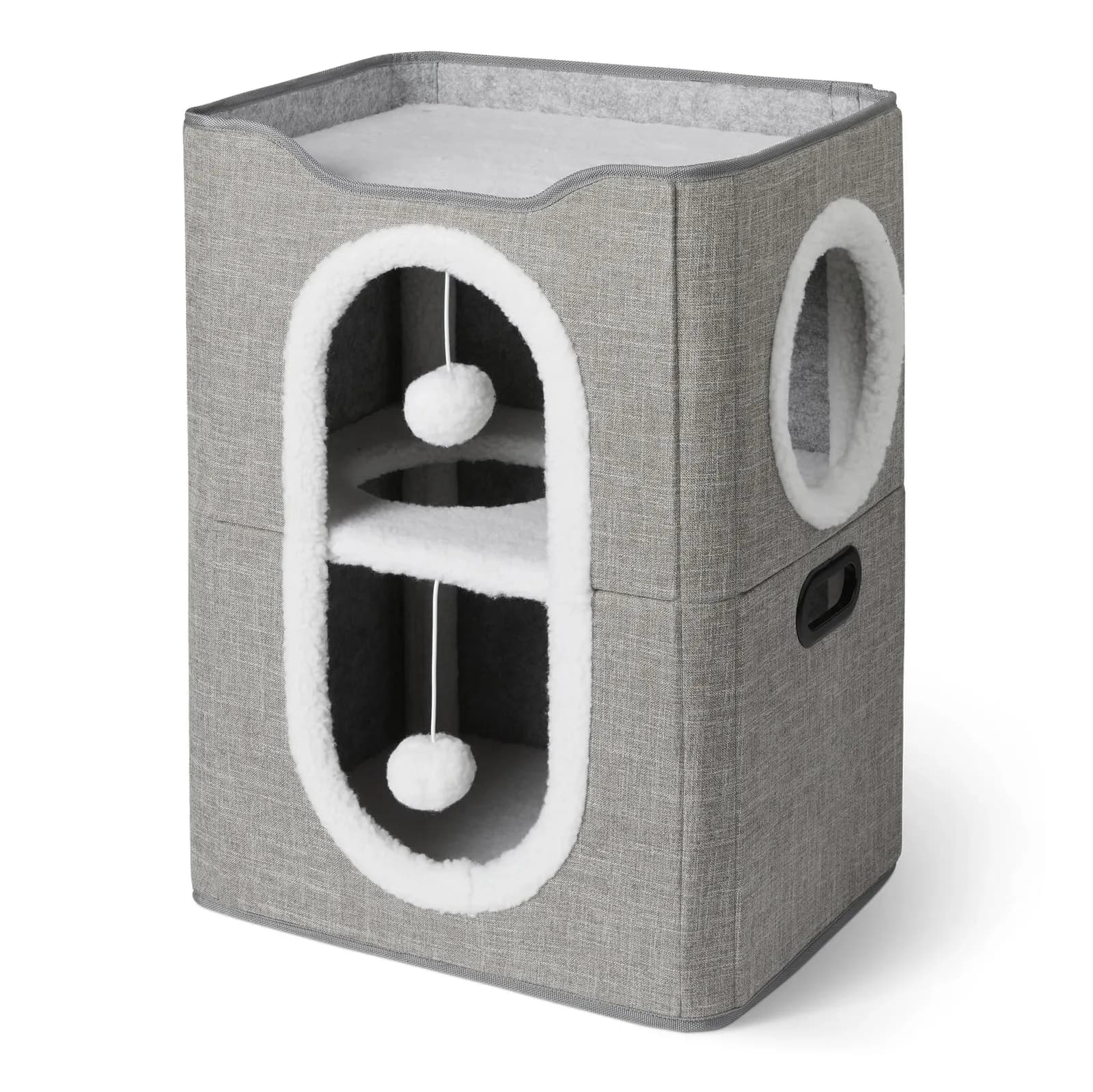 Amazon Basics Casa para Gatos de 2 Pisos Plegable con Rascador - 43.2x35.6x57.2 cm, Gris
