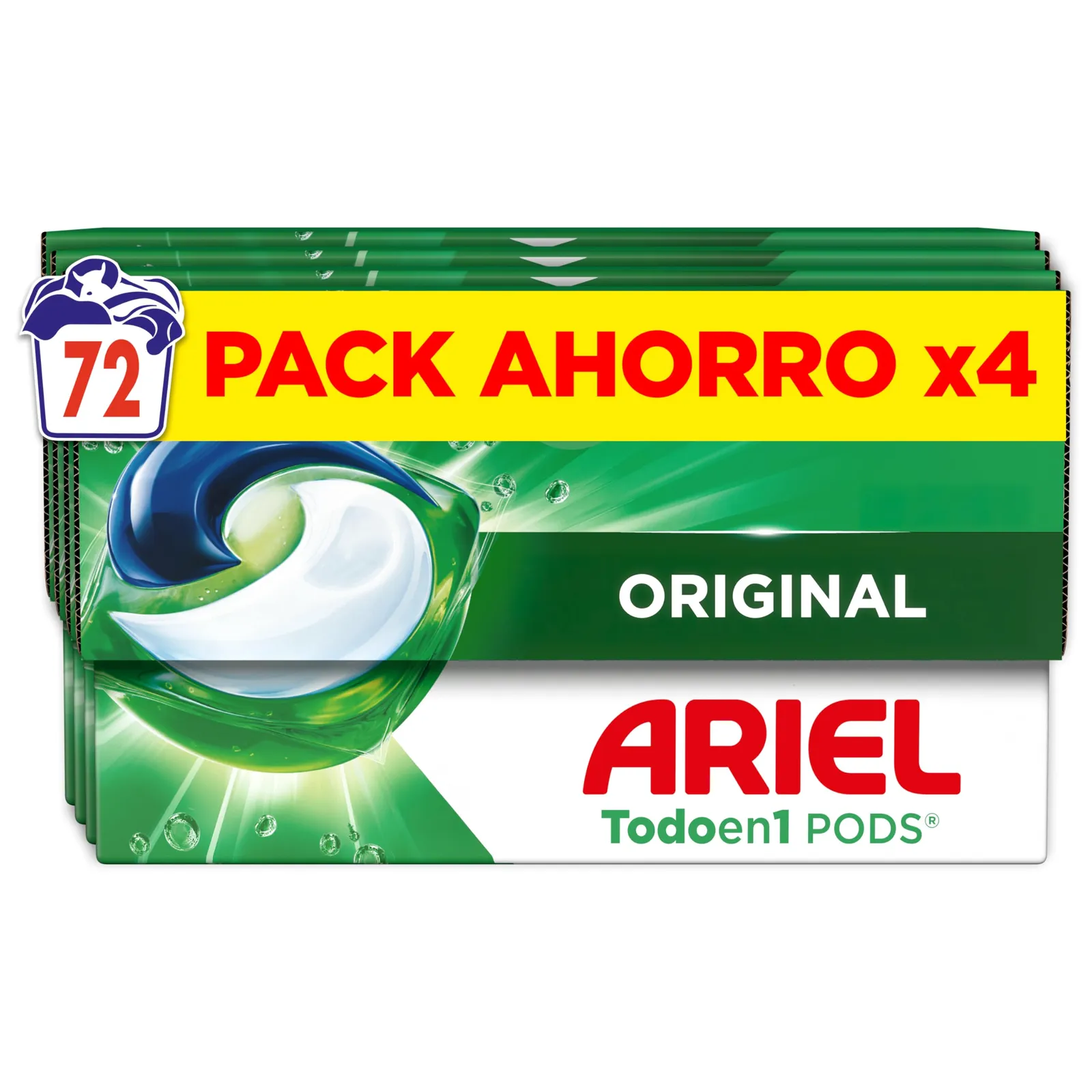 Ariel PODs Detergente en Cápsulas Original (72 uds.) - Limpieza Profunda y Eliminación de Olores
