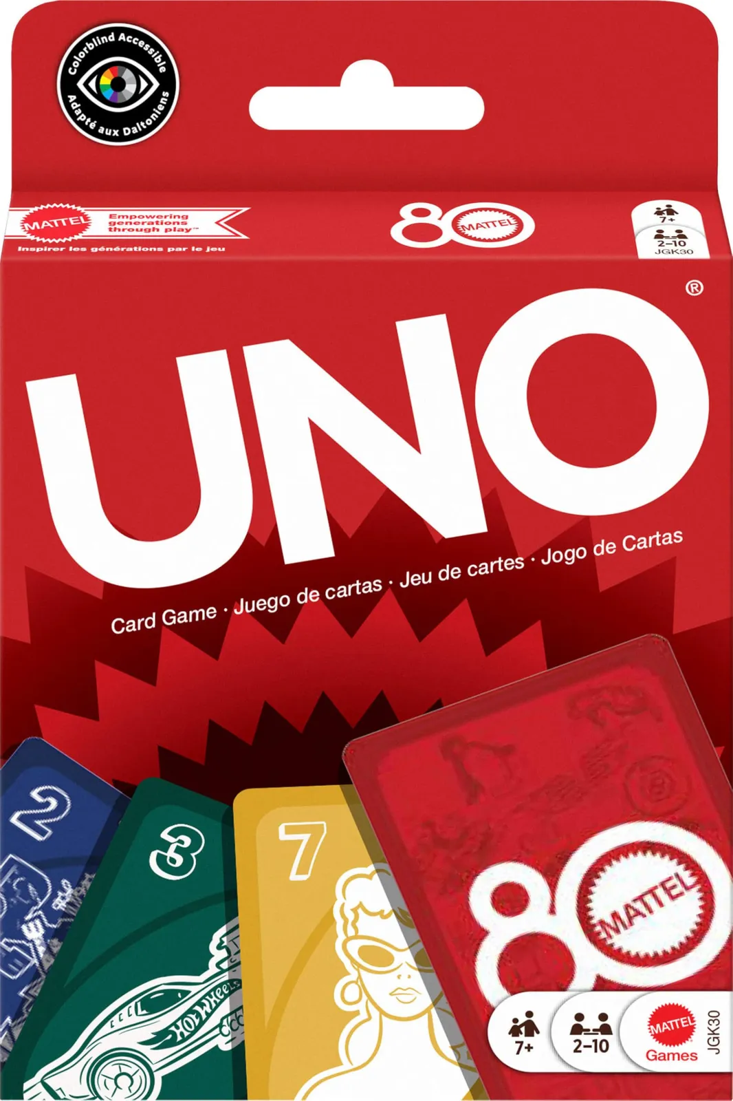 Mattel UNO Edición 80 Aniversario Rojo Rubí