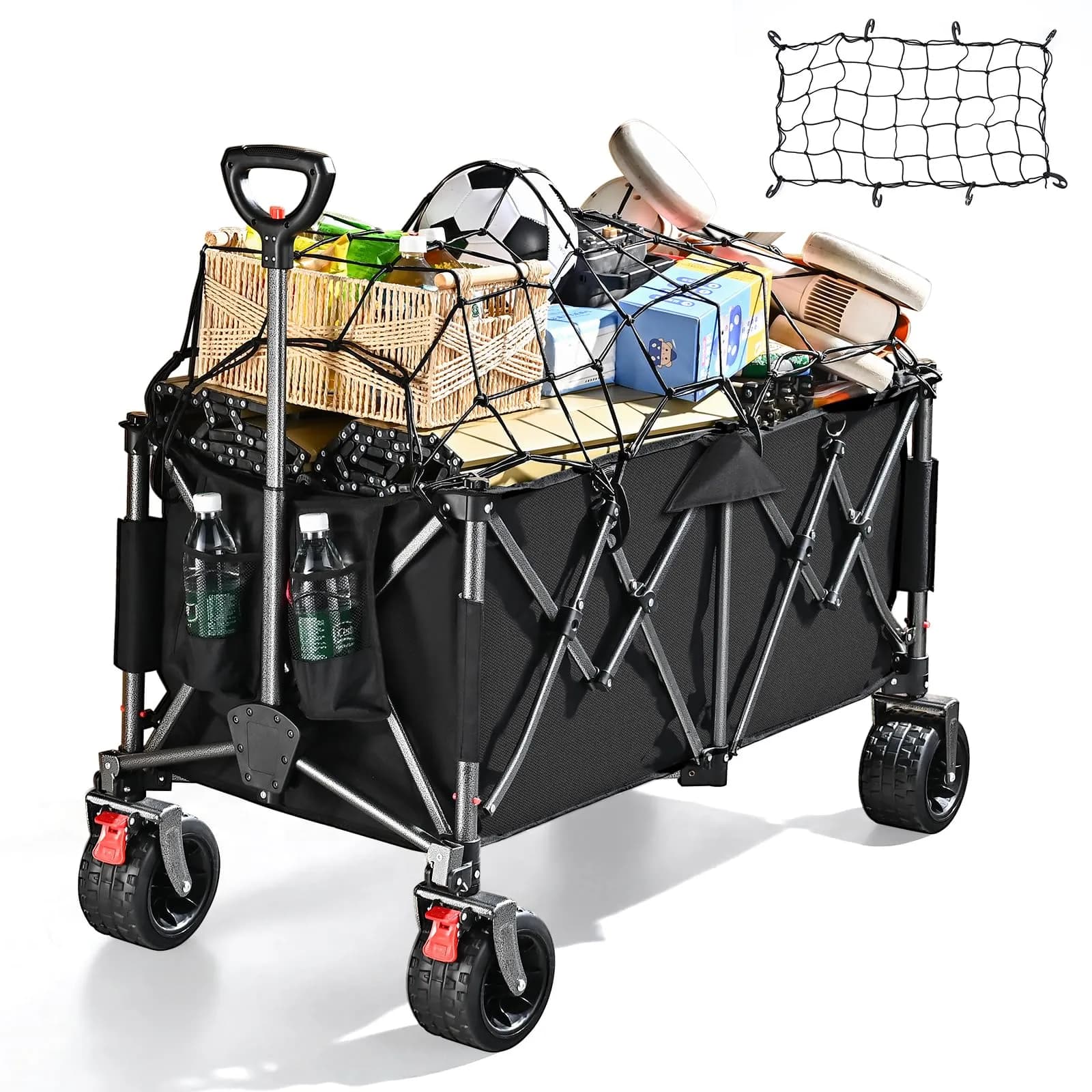 YEAUPE PRO XXXL Carro Playa: Ruedas Grandes, 260L/150kg, Frenos, Mango Ajustable