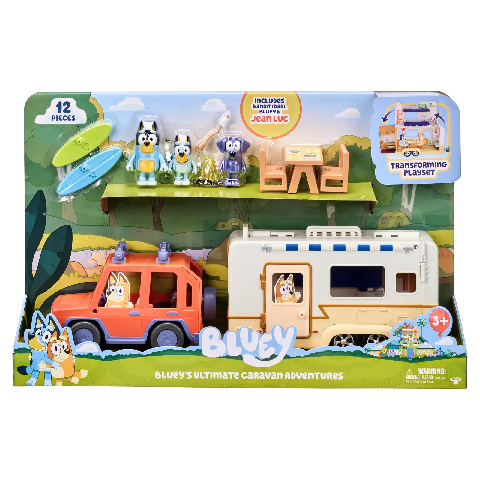 Bluey Set Caravana con 3 Figuras y Accesorios
