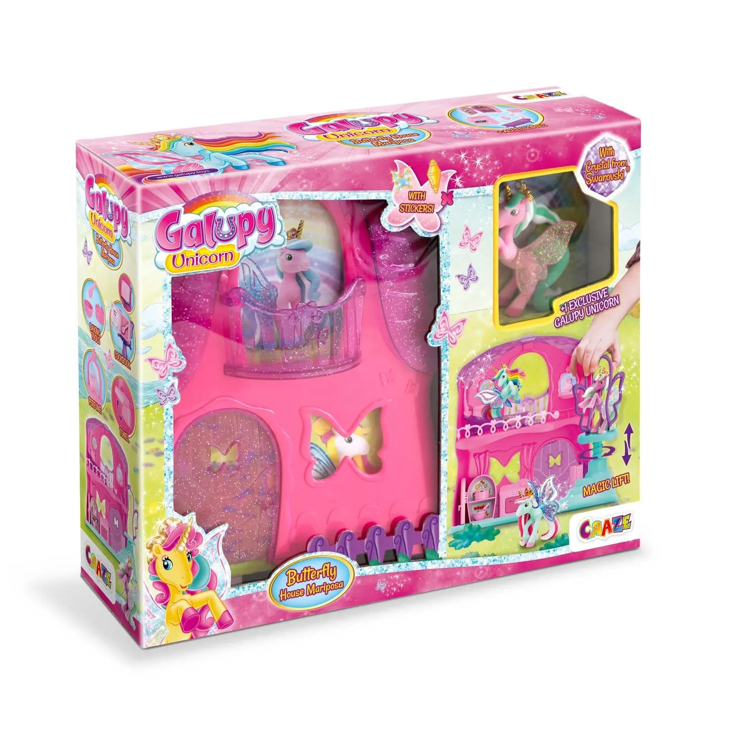 Galupy Unicorn Casa Mariposa: Playset con Figura Unicornio Nessy