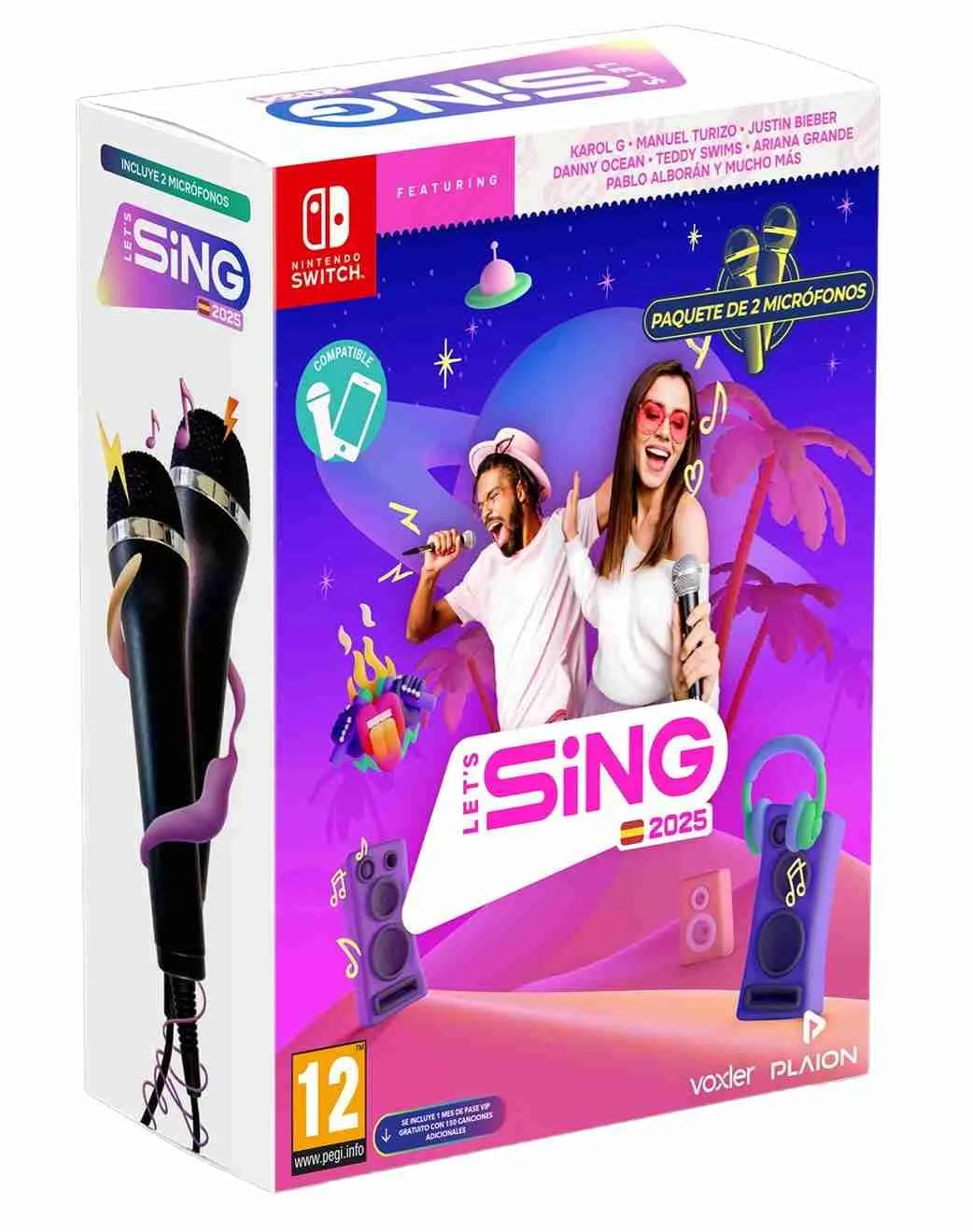 Lets Sing 2025 con 2 Microfonos para Nintendo Switch