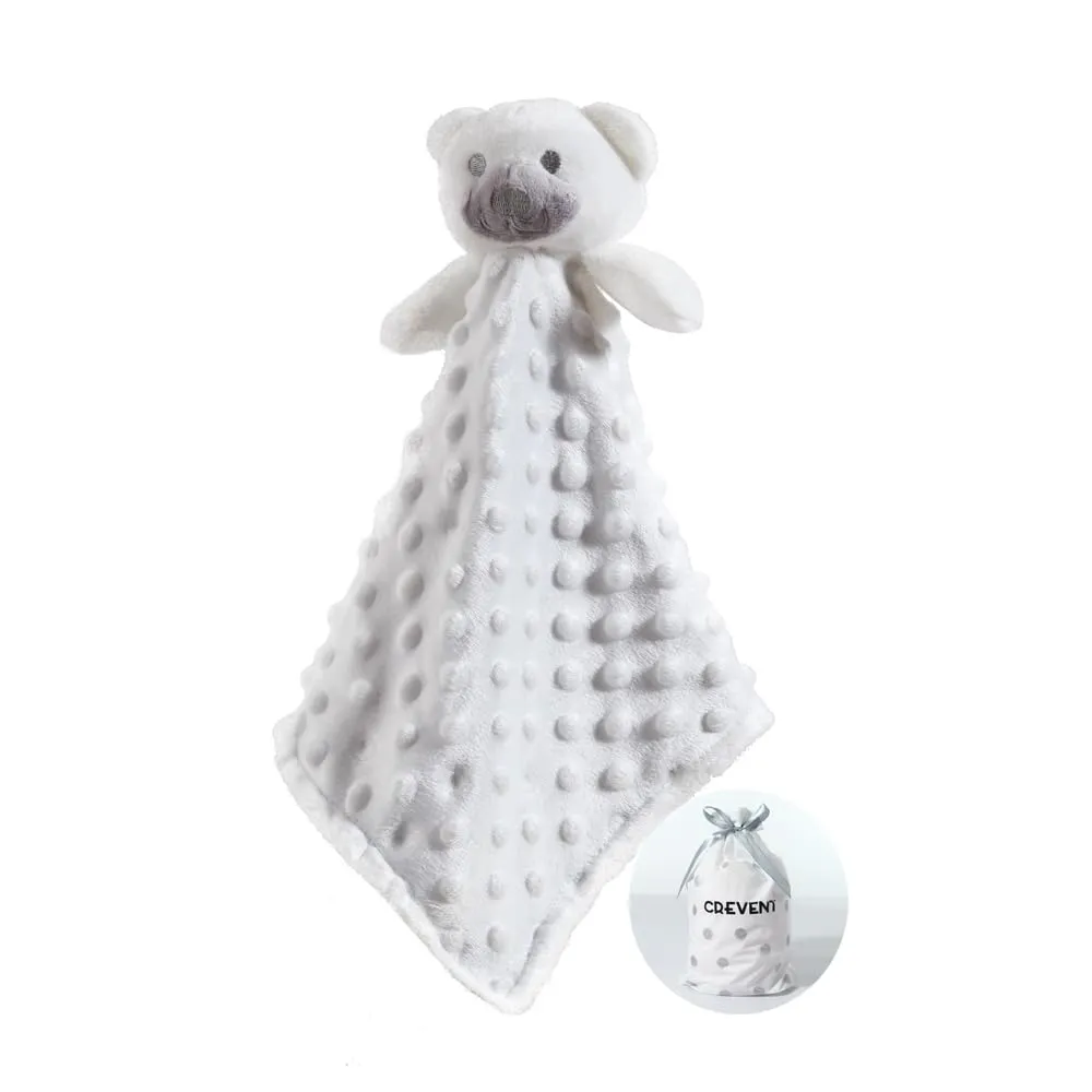 CREVENT Mantita de apego para bebé, Unisex, Oso Blanco Minky y Forro