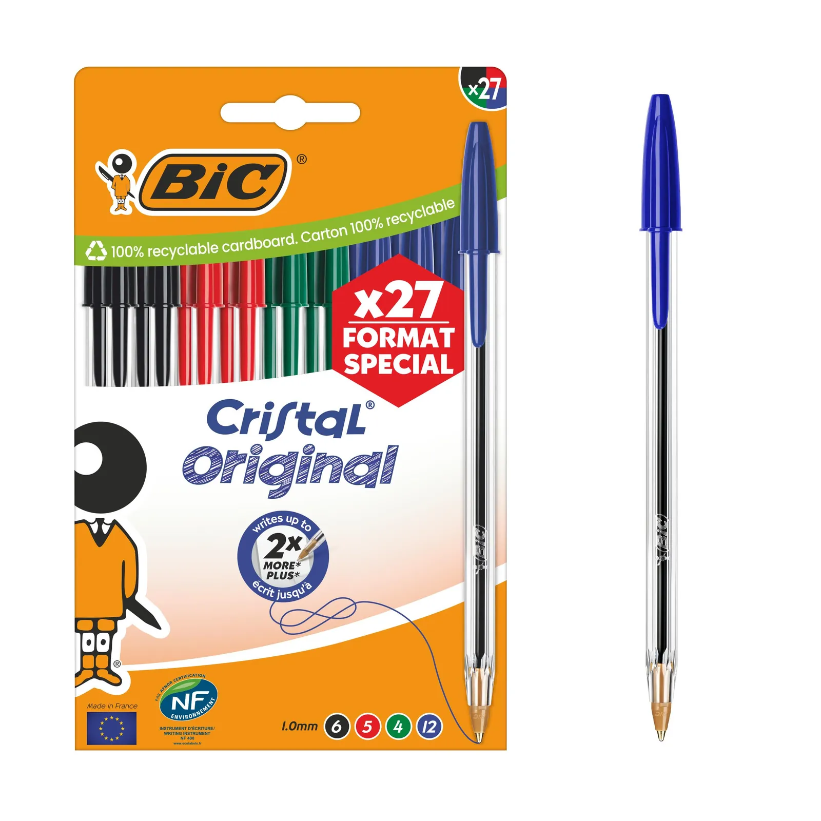 Pack 3 Cajas Bolígrafos Bic Cristal Original (27 Unidades)