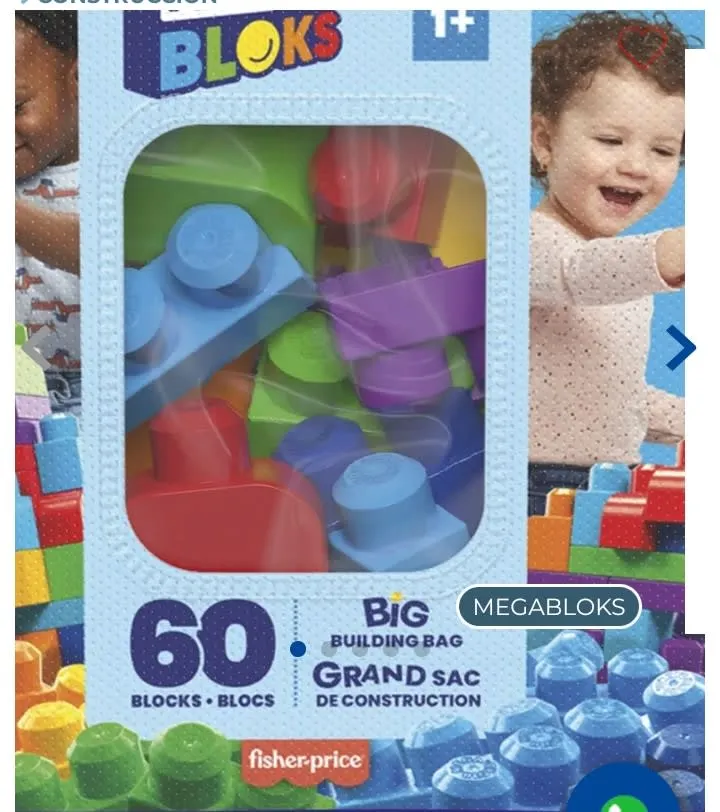 Mega Bloks Bolsa Clásica: 60 piezas para construcción creativa
