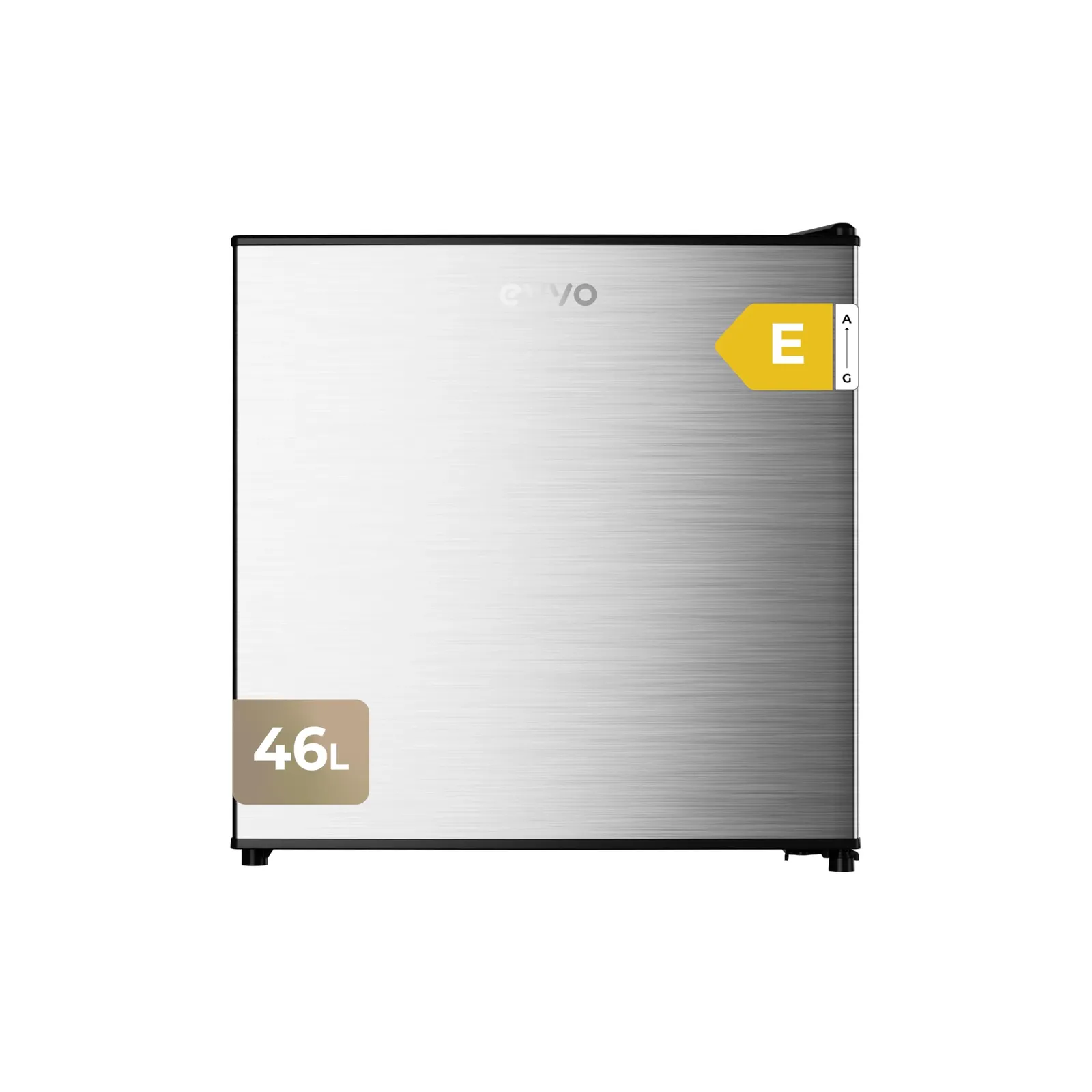 EVVO Frigorífico Mini F22X: Compacto, 46 L, Inox, Bajo Consumo (80 kWh/año), Silencioso (41 dB)