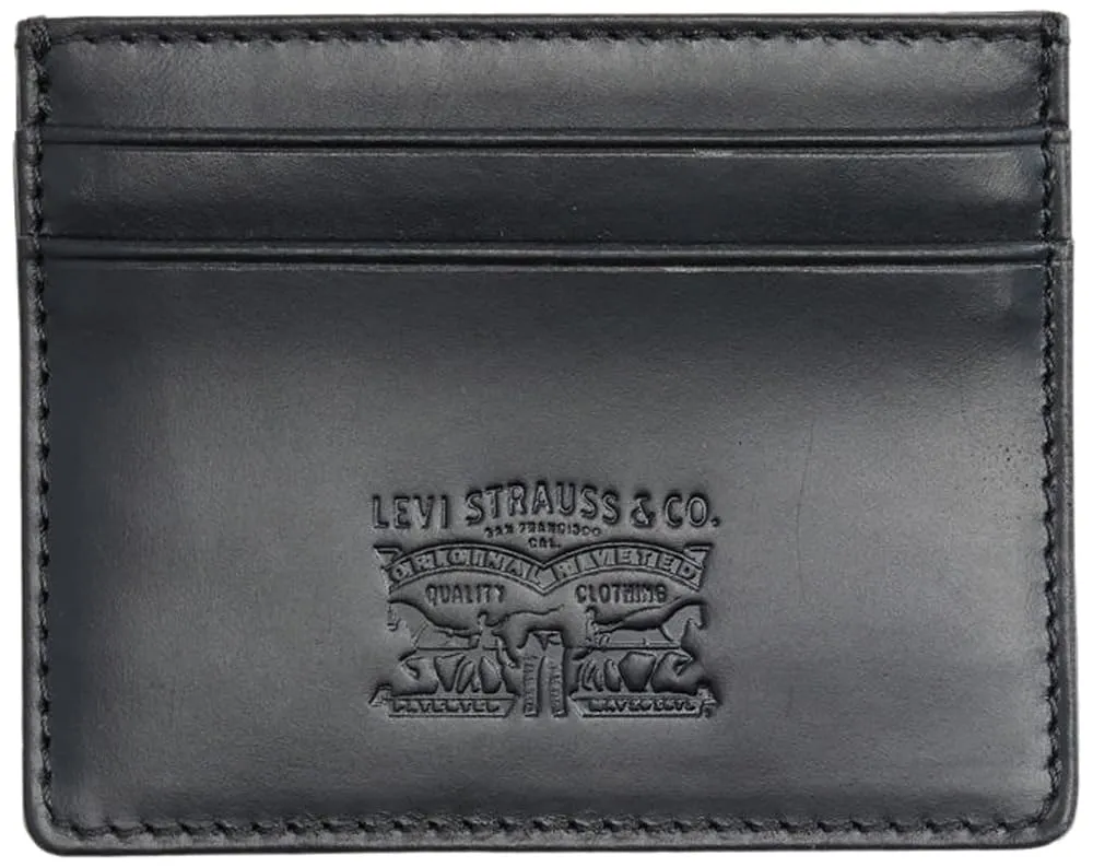 Tarjetero Levi's Leather Card Case Mujer Piel Negra