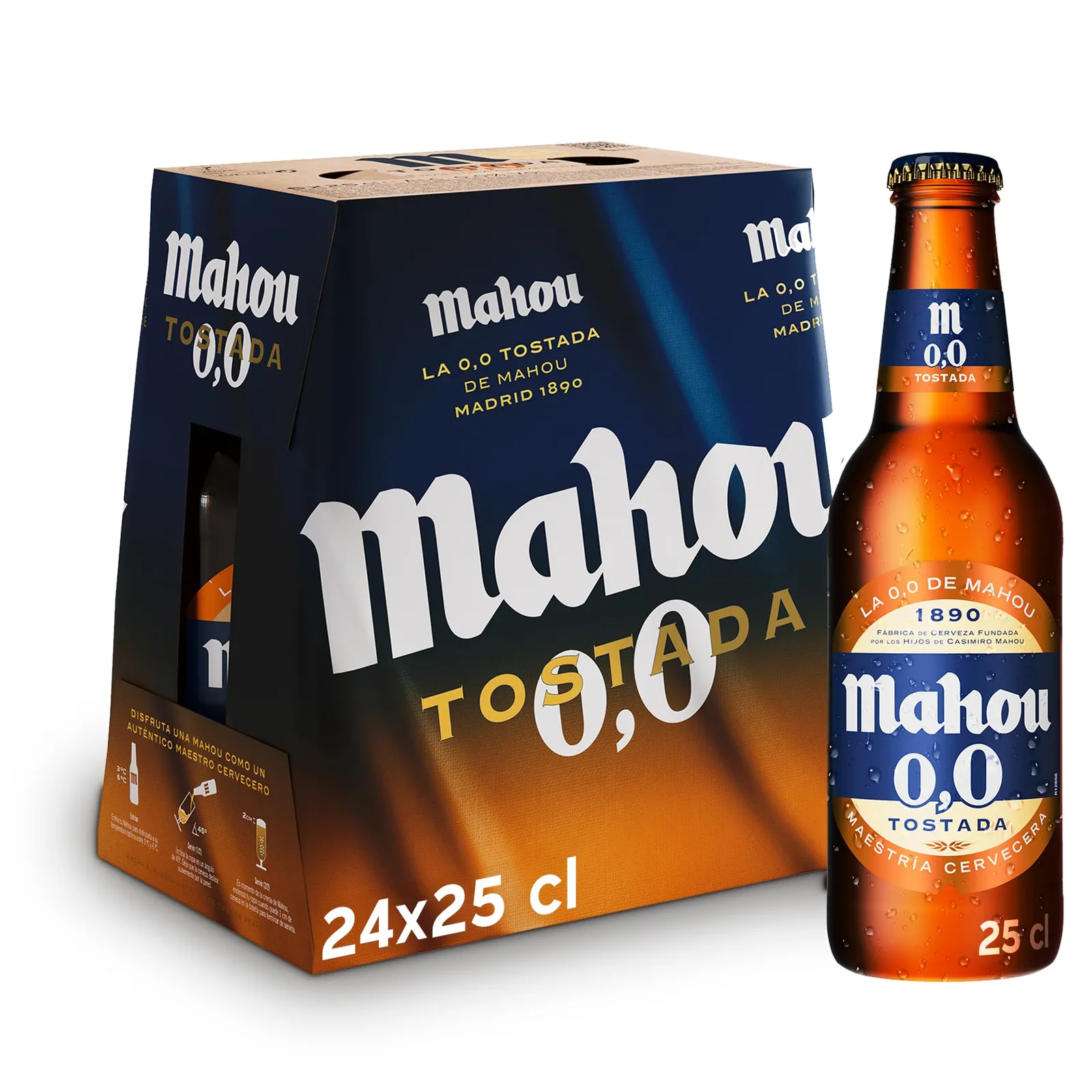 Mahou 0,0 Tostada Pack 24 Botellas 25cl Cerveza Sin Alcohol