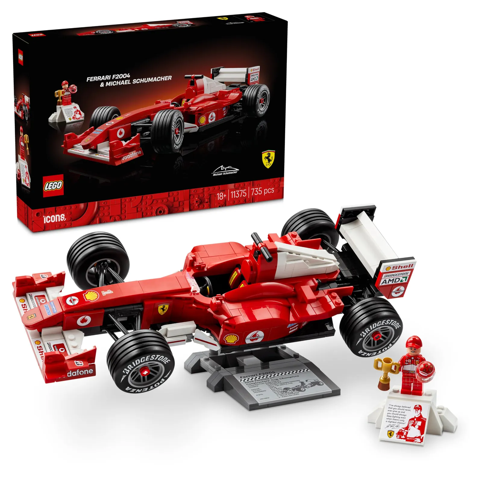 LEGO Icons Ferrari F2004 Michael Schumacher - Maqueta Coche F1 para Adultos