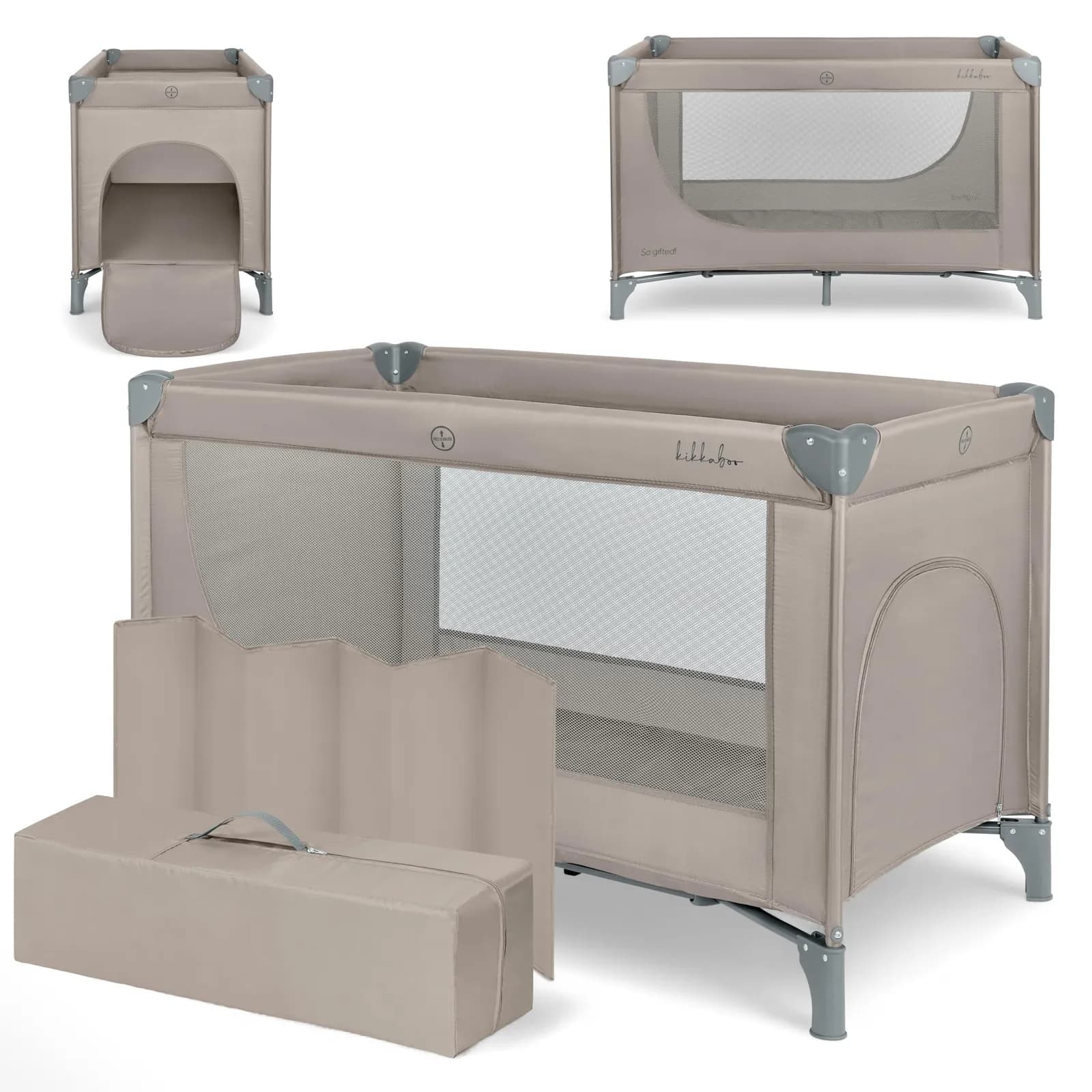 KikkaBoo Cuna de Viaje SO Gifted 2026 Beige - 120x60cm, hasta 15kg