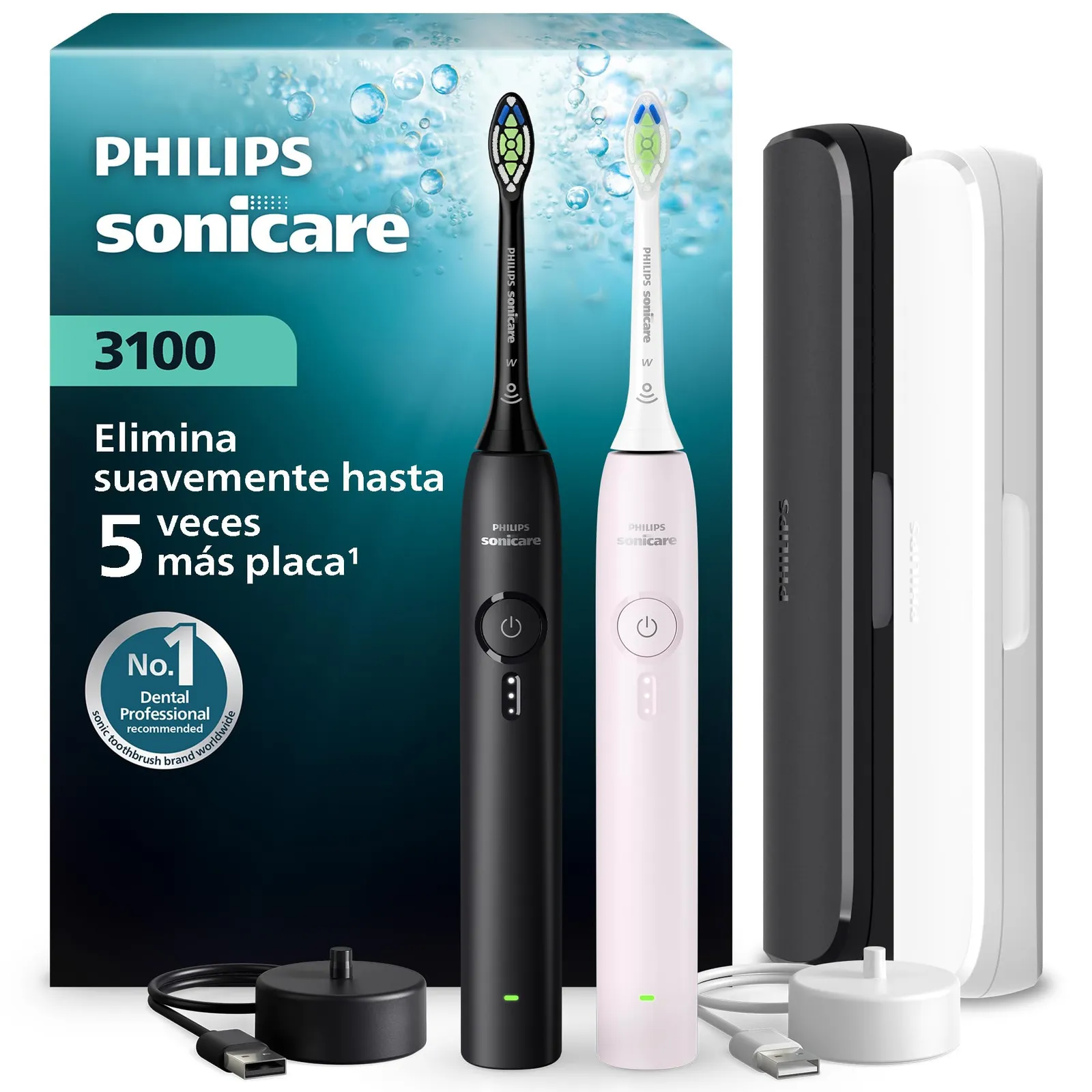 Pack Doble Cepillo Eléctrico Philips Sonicare Serie 3100 HX4072/42