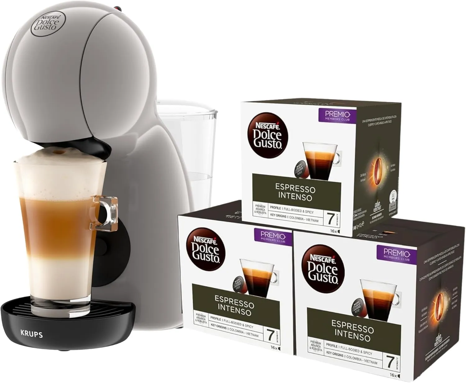 Cafetera Cápsulas KRUPS Piccolo XS Taupe Multibebida 15 Bares + 3 Packs Café