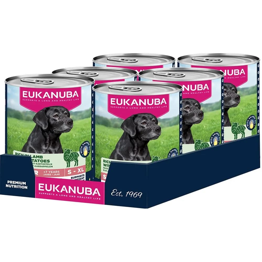 Eukanuba Senior Alimento Húmedo para Perros Mayores Cordero y Patatas - 6 latas x 400g