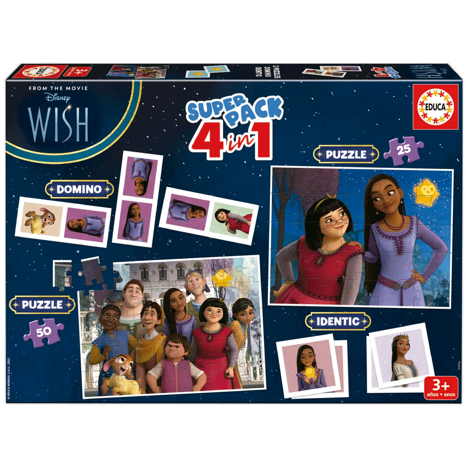 Superpack Wish Juegos de Mesa Infantiles 4 en 1 (Puzzles, Dominó, Memo)