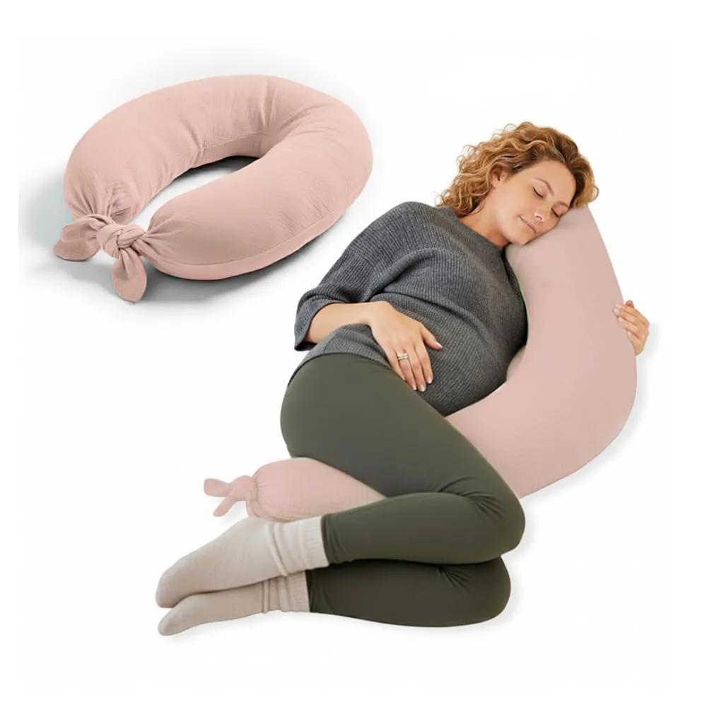 Cojín de Lactancia y Embarazo Jané XXL, Almohada Muselina Algodón Rosa