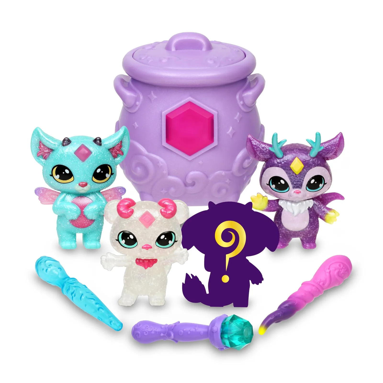 Magic Mixies Mega Pack Mixlings Brillantes: Pack 4 Figuras + Caldero Mágico